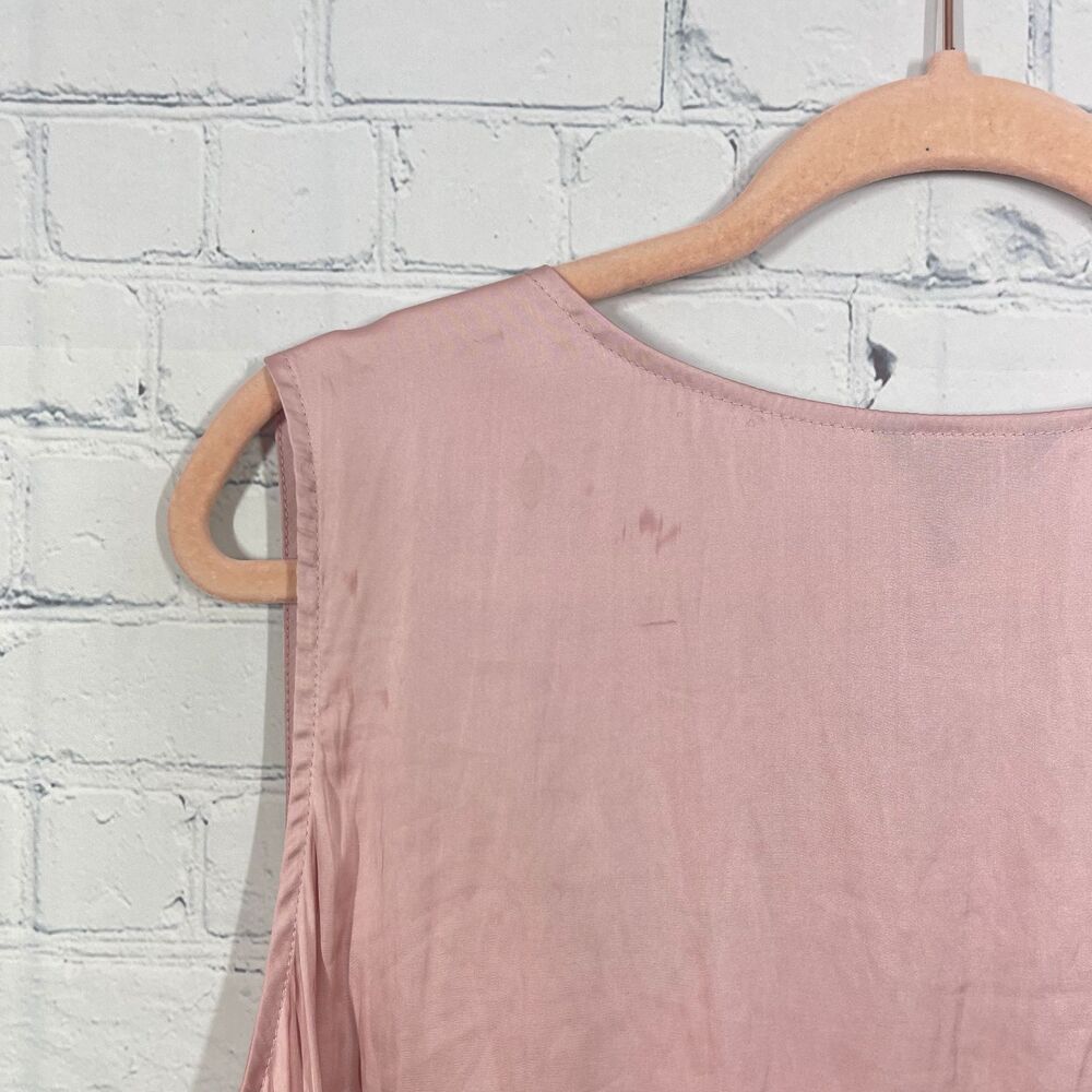 NIC+ZOE Blush Pink Satin Sleeveless Twist Front Blouse Womens XXL Elegant Office - Picture 3 of 11